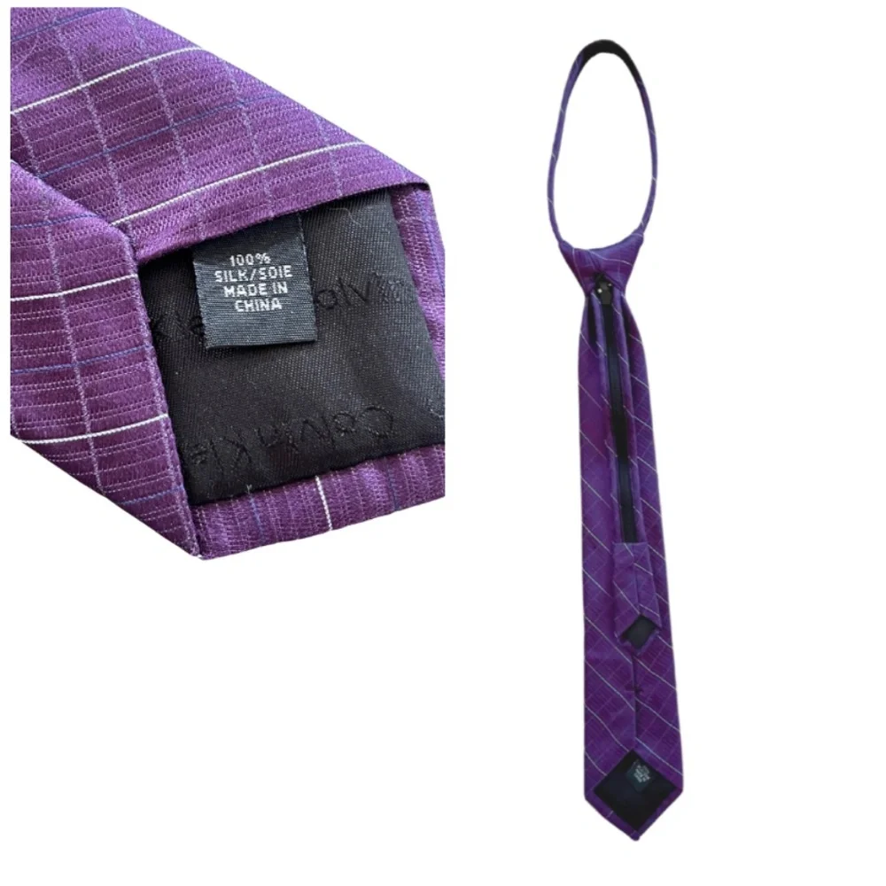 Boy's Self Adjustable Zipper Tie- Plum